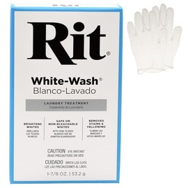 All Purpose Concentrated Rit Dye Powder with Plastic Gloves for Clothing, Décor, and Crafts – Whitewash (1 Pack)