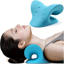 RESTCLOUD 목 및 어깨 이완기 TMJ 경추 정렬을 위한 견인 장치 척추 지압 베개 스트레칭기(파란색) [Blue] RESTCLOUD Neck and Shoulder Relaxer TMJ Cervical Alignment Traction Device Spine Acupressure Pillow Stretching Device (Blue)