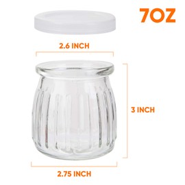 Encheng Glass Jars, 7 oz Glass Yogurt Jars With Lids(PE),Replacement Glass Pudding Jar With Plastic Tops,Clear Yogurt Container With Twine n Tag For Milk,Jams,Jelly,Mousse,Dishwaresafe 30 Pack