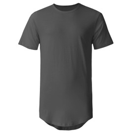 Hat & Beyond Men's Hipster Curve Hem Longline T-Shirt - Premium Drop Tail Tee (Large, Charcoal)