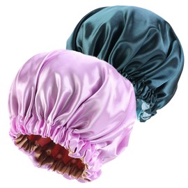 Reversible Satin Bonnet Hair Caps Double Layer Sleep Night Cap Head Cover Hat for Curly Springy Hair Styling Accessories