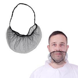 HIXNUG 100 Pieces Disposable Nylon Protective Beard Covers Black Comfortable Beard Nets Elastic Loop Beard Guards for Men Food Service