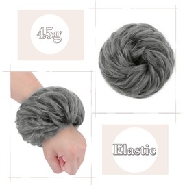 Synthetic Hair Bun Extensions Hairpiece 45g Thick Messy Hair Scrunchies for Women Updo ponytail Extensions - Dark Grey Scrunchie