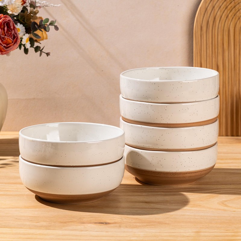 AmorArc Ceramic Cereal Bowls Set of 6, 22oz Stoneware Soup