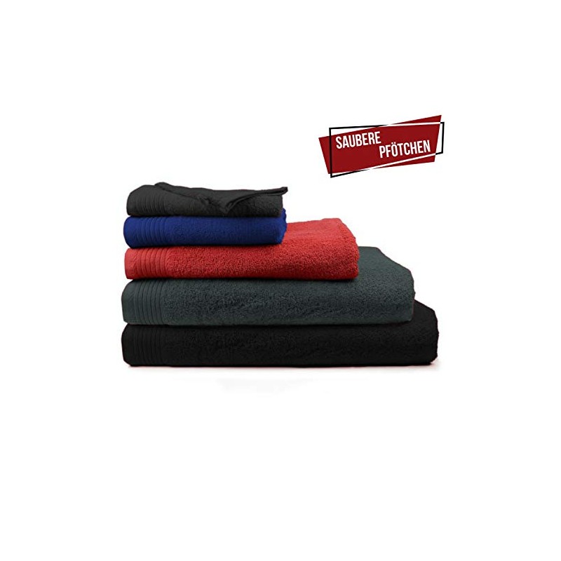 Siviwonder Münsterländer Hand Towel Paw Dog Design Embroidery Deluxe, black