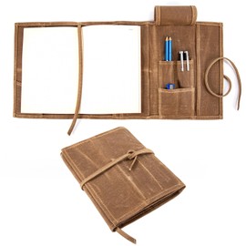 YLZZMDQSZ Notebook Cover A5 Waxed Canvas Journal Cover - Refillable Travel Notebook for Men & Women, Compatible With A5 Notebooks, Pens, Cards & Tickets