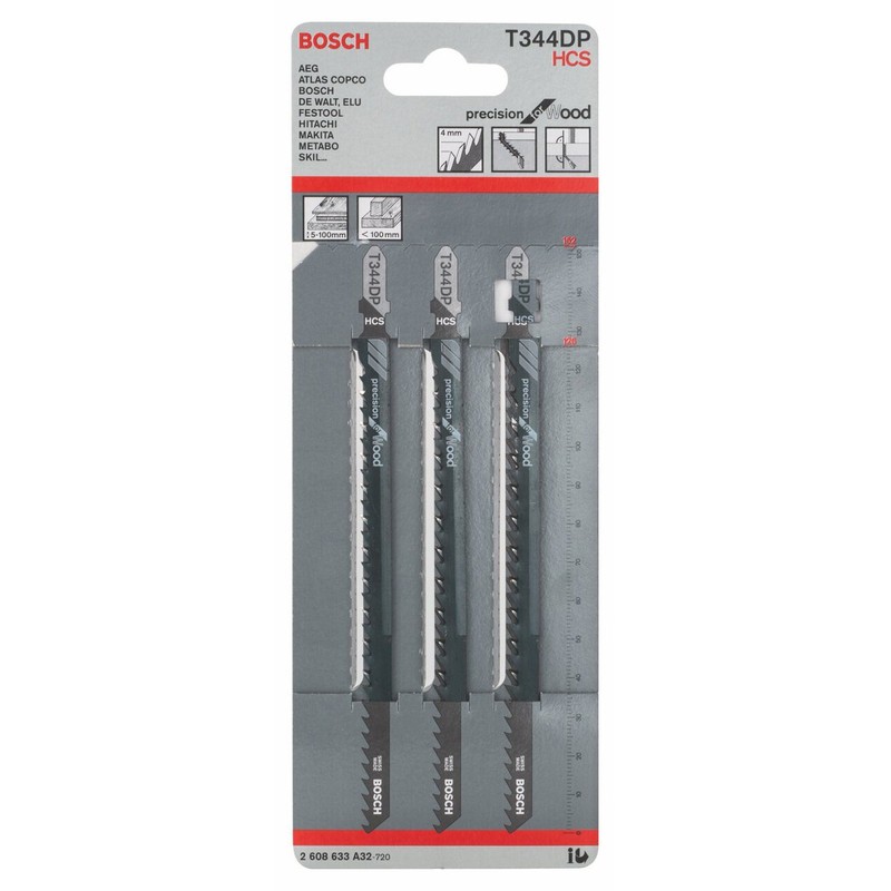 Bosch Professional 3 x Jigsaw blade T 344 DP Precision