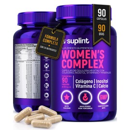Vitaminas para Mujer con Colágeno Hidrolizado, Inositol, Biotina, Ácido Fólico y Complejo B – Multivitamínico Mujer 23 Nutrientes – Suplemento Diario Sin Gluten y Sin Azúcar – 90 Cápsulas