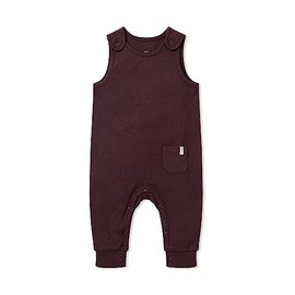 MORI Baby Boys and Girls Ribbed Romper in Ribbed Berry - Unisex Toddler One Piece Organic Bodysuit with Shoulder Poppers and Pocket - 3-6 Months