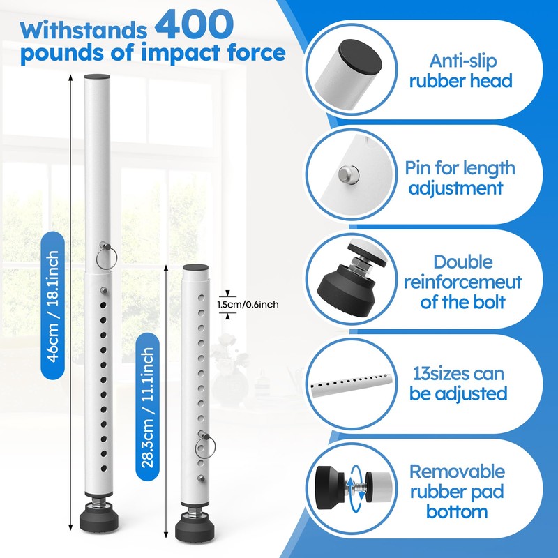WooFog（Short）Security Bars for Sliding/Vertical Window, Adjustable Window Jammer Bars Security