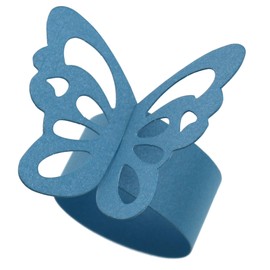 OTOTEC 50 x Blue Butterfly Napkin Ring Serviette Holder Banquet Table Party Wedding