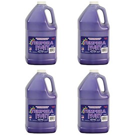 Constructive Playthings Washable Tempera Paint for Kids, Classroom Painting Supplies, Set of 4 Gallons, Purple