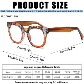 Viseng Women's Showbiz Square Blue Light Blocking Fashion Reading Glasses Stylish Reader +3.0（Orange）
