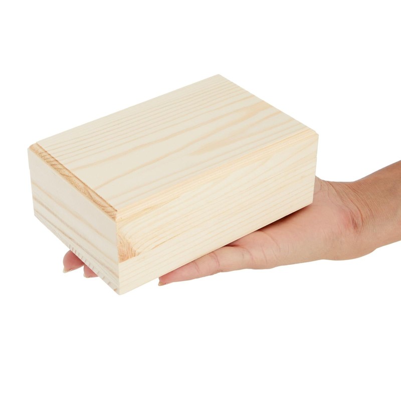 Unfinished Wood Boxes with Hinged Magnetic Lid, 4-Pack of Pinewood