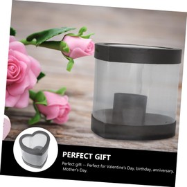 Baluue 1pc Box Heart Shaped Flower Box Engagement Boxes Trinket Hat Money Mini Lid Wedding Decor present Bouquet Decoration Transparent Packing Bucket Flower Packing Material Black Cardboard