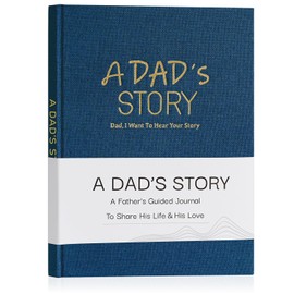 Artmag Dad's Life Story Journal Family Keepsake Book Linen Hardcover for Dad to Share His Memories, with 250+ Prompt Questions Book Gift for Birthday Father's Day Christmas (Blue)