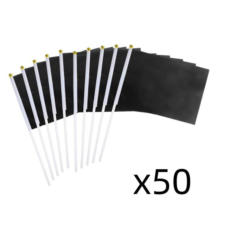 Pack of 50 Hand-Held Mini Flags Black 14 x 21