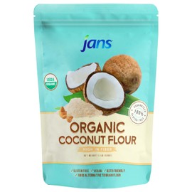 Jans Organic Coconut Flour 1.1lb | Gluten-Free | Certified Organic | Keto, Paleo, & Vegan Friendly | Flour Substitute for Low Carb | High Fiber | Unbleached & Unrefined (1 Pack)