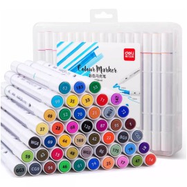 Deli Plumones Doble Punta Permanentes Caja De Almacenamiento 48pz