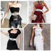 CABODYALS 73mm Silver Wide Elastic Glitter Sequin Dance Belt for