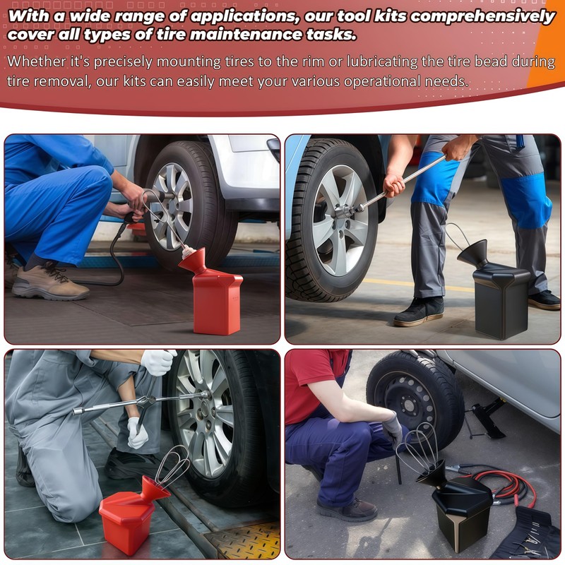 Angled Tire Lube Bucket Kit(Includes 4 Lubricant Brushes),Designed specifically for