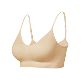 Comfyin Bustier Women's Padded Sports Bra Set Without Underwire Yoga Bra Top, (No padded) 1 x beige