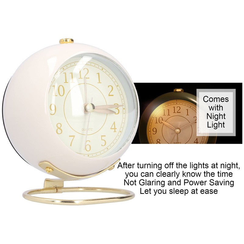 MUNEFE Alarm Clock, Super Silent Non Ticking Clock, Fashionable Round