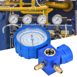 Yuecoom Air Condition Manifold Gauge, Refrigerant Manifold Gauge Set, Air Condition Manifold Gauge, G1/4-30~550psi Low Pressure A/C Refrigeration Tool with Sight Glass for R22/R410A/R134A/R407C