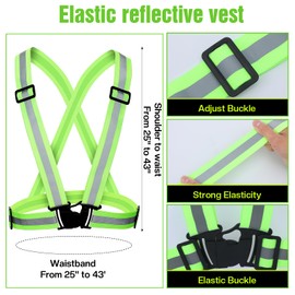 Tobeelec 10 Pack Reflective Vest - Running Vest Reflector, Reflective Running Vest with Safety Straps, High Visibility Reflector for Night Cycling, Hiking, Jogging, Dog Walking
