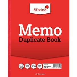 Silvine Duplicate Memo Book - Numbered 1-100 with index sheet (254 x 203mm)