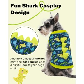 CuteBone Dinosaur Costume Dog Shirt, Stretchy Velvet T-Shirt Clothes for Small Dogs, Soft & Breathable Pet Tee Outfit Cat Apparel for Daily Wear, Cozy Pullover Design Puppy Fashion COSBX06S