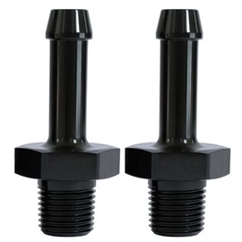 YSIL 1/8 NPT Male to 1/4" OD Barb Straight Fitting Adapter Push on Hose Fuel Line Connector Aluminum Black 2PCS