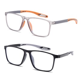 JOON-joon Reading Glasses Men 2 Pairs Sports Style Comfortable and Flexible Blue Light Blocking Readers for Men+2.25
