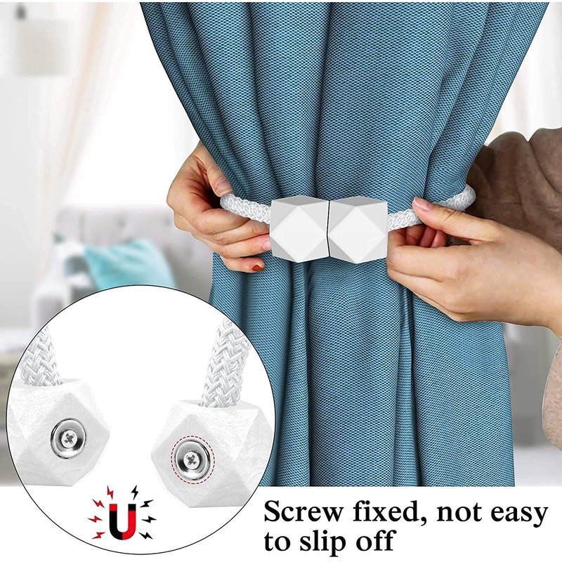 4 Packs Magnetic Curtain Tiebacks for Drapes, Convenient Drape Tie