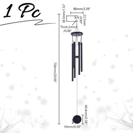arricraft 1 Pc Chinese Traditional Aluminum Tube Wind Chimes, 29 Inches Black Outdoor Vintage Aluminum Soothing Wind Catcher for Garden Patio Balcony Hanging Decoration Accessories