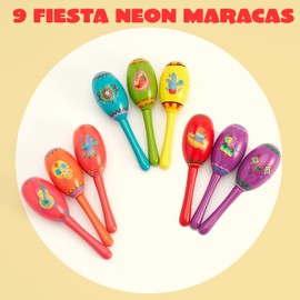JOYIN 9 Pcs Fiesta Wooden Maracas for Cinco De Mayo Party Favors, Musical Fun, Carnivals, Taco Tuesday Event, Mexican Decorations, Luau Photo Props