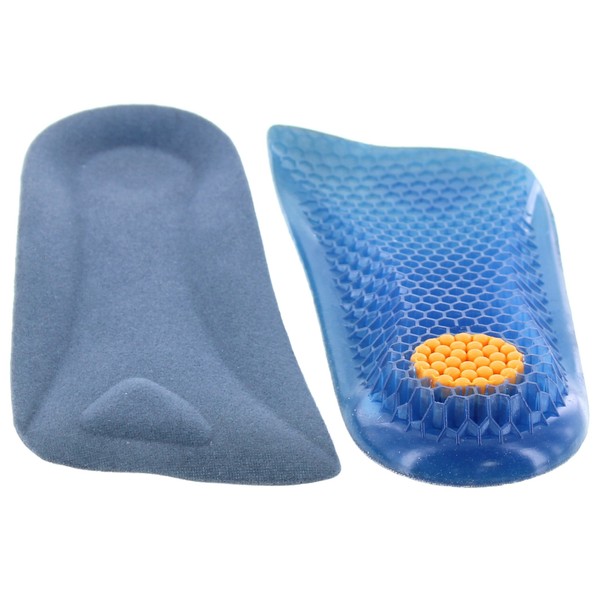 Height Increase Elevator Half Insole for Men 1/2 inch Taller Heel Lift Insert - Silicon Honeycomb Shaped Gel