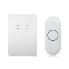 Byron DBY-21132 Doorbell Set, up to 100 m Wireless Range, up to 36 Melodies and 4 Volume Levels, Protection Class IP44, Easy Installation, White, 1 Carillon et 1 Sonnette