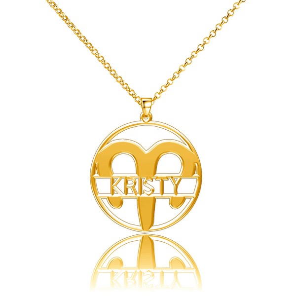 LoEnMe Jewelry Zodiac Signs Aries 925 Name Personalized Women Custom