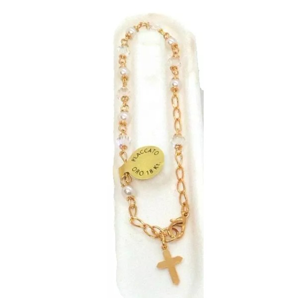 Unbranded 18K Gold-plated Clear Crystal - Pearls Bracelet Made in
