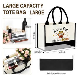 BiuNiuring Dog Gifts for Women, Dog Lovers Gifts, Cute Dog Themed Gifts for Dog Lovers, Who Loves Dogs Tote Bag Presents for Daughter Sister, Funny Birthday Christmas Decorations Dog Bag