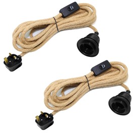 E27 Plug in Pendant Light Cord 2 Pack Industrial Hanging Light Kit Vintage Pendant Light Ceiling Lighting Fitting with On/Off Switch DIY Lampshade Suspended Pendant Lamp Kit for Loft Balcony
