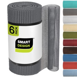 Smart Design Classic Grip Shelf Liner Bundle – 12in x 10ft (6 Rolls) – Non- Adhesive Drawer Liner with Strong Grip Helps Protect and Personalize Your Home Organization and Storage – Graphite Gray