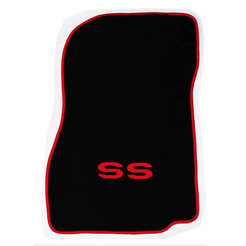 AFM NEW! 1968-1972 CHEVELLE Floor Mats Black Carpet Embroidered Red