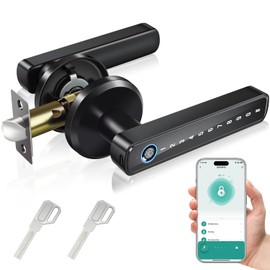Fingerprint Door Lock,Smart Door knob, Keypad Keyless Entry Door Lock with Handle,Fingerprint Door Knob with App/Passcode,Electronic Biometric Door Lock for Bedroom Home Hotel Office Apartment