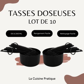 PARENCE.- Set mit 10 Messbechern/Set mit 10 Messbechern und Löffeln – Küchenutensilien zum Messen von trockenen oder flüssigen Zutaten