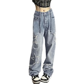 Star Jeans Baggy Jeans High Waisted Cargo Jeans for Women Y2K Clothes for Teen Girls Alt Emo Grunge Clothes