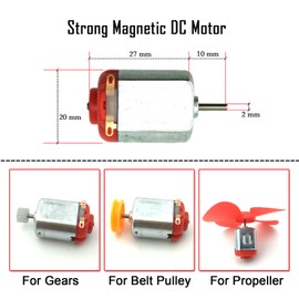 10pcs Micro 130 DC Motor Strong Magnetic Brushed Electric DC 3V -12V 25000 RPM Cars Toys Electric Motor, High Speed Torque DIY Remote Control Toy Car Hobby Motor, Metal Car Engine Motor Kit for Toys