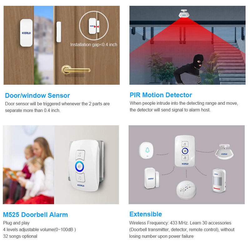 KERUI Wireless Door/Window Open Alarm System Long Range Smart Home