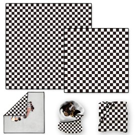 DOODLREAM 2 Sheets Self-Adhesive Magic Cloth Checkered Travel Makeup Bag Organizer & Scratch-Resistant Camera Lens Protective Wrap, Reusable Portable Cosmetic Pouch (19.6"x19.6"/13.7"x13.7")